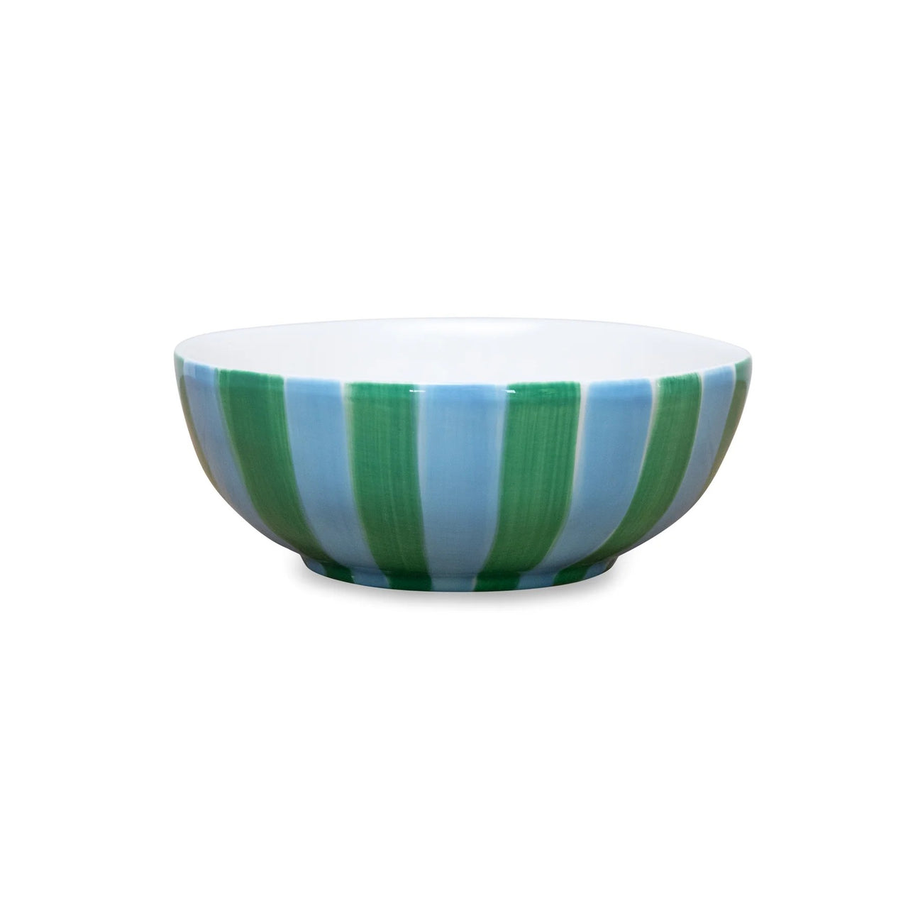 Noss Ceramic Medium Bowl | Green & Cornflower Blue Stripe by Noss & Co. Australian Art Prints, Gifts, Fashion and Homewares. Green Door Decor. www.greendoordecor.com.au