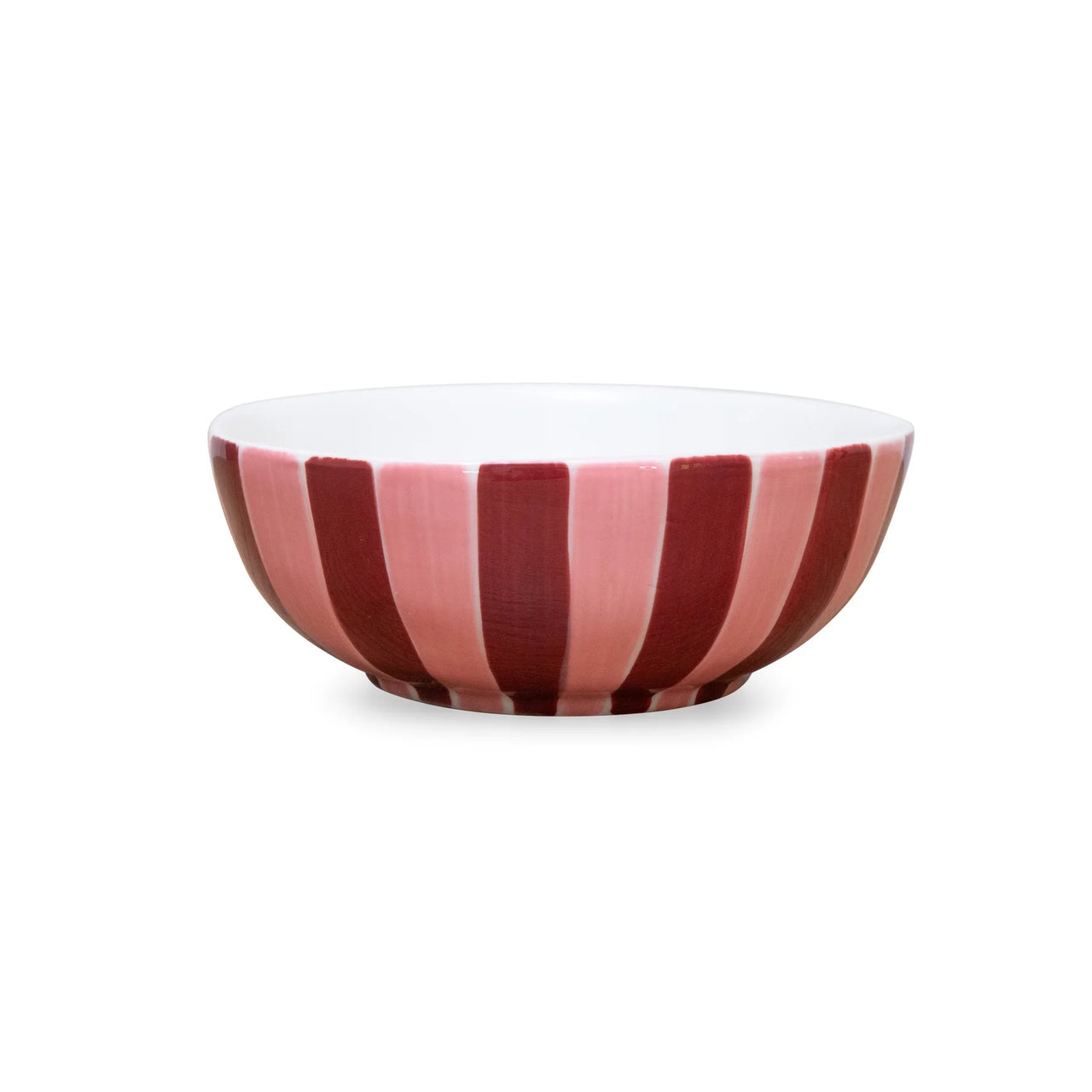 Noss Ceramic Medium Bowl | Pink & Burgundy Stripe by Noss & Co. Australian Art Prints, Gifts, Fashion and Homewares. Green Door Decor. www.greendoordecor.com.au