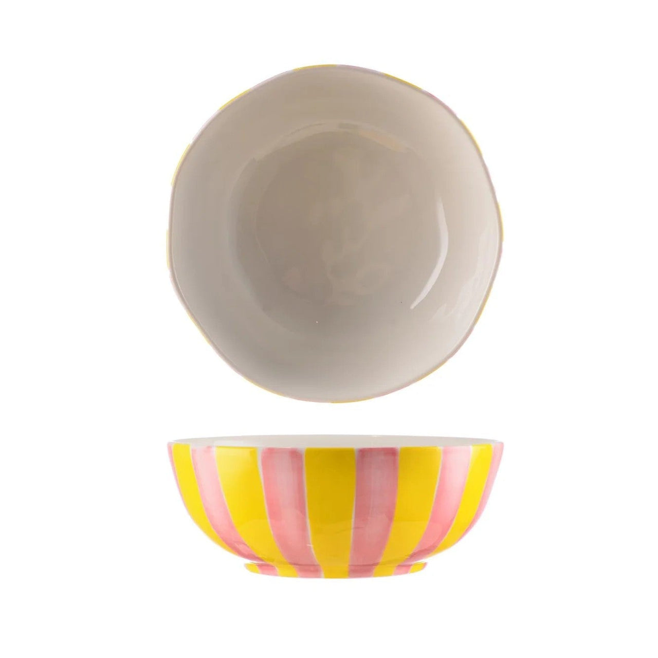 Noss Ceramic Medium Bowl | Pink & Yellow Stripe by Noss & Co. Australian Art Prints, Gifts, Fashion and Homewares. Green Door Decor. www.greendoordecor.com.au