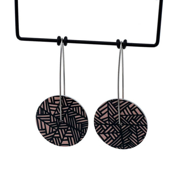 Medium Circle Drop Earrings | Herringbone - Desert Sand by Kitty Came Home. Australian Art Prints and Homewares. Green Door Decor. www.greendoordecor.com.au