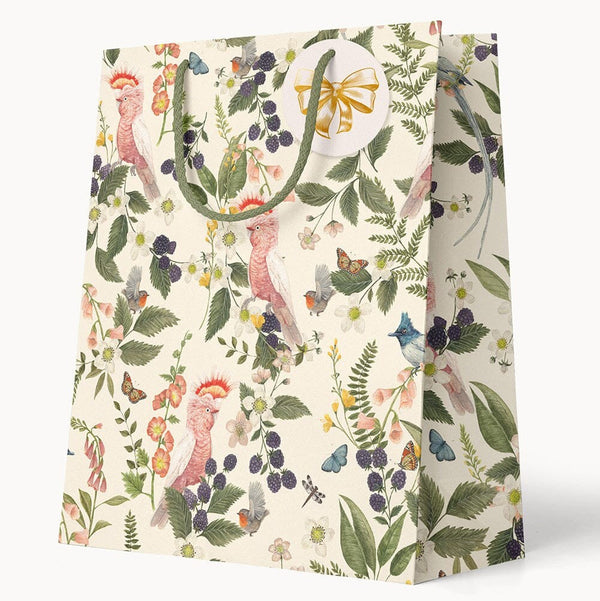 'Cockatoo' Medium Gift Bag by Bespoke Letterpress. Australian Art Prints, Gifts, Fashion and Homewares. Green Door Decor. www.greendoordecor.com.au