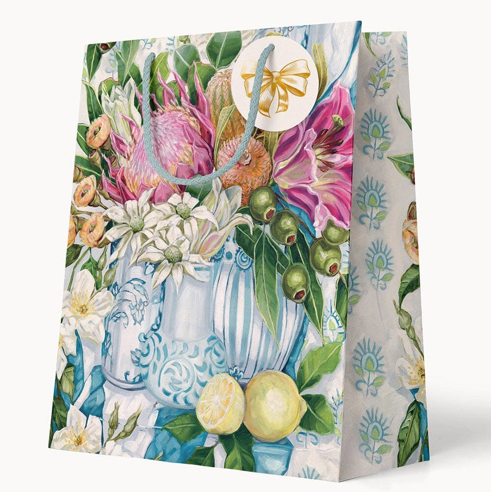 Medium Gift Bag | Three Vases With Lemon by Bespoke Letterpress. Australian Art Prints, Gifts, Fashion and Homewares. Green Door Decor. www.greendoordecor.com.au