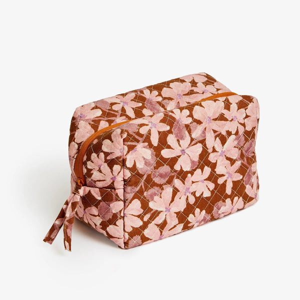 Violet Medium Toiletry Bag | Tan Floral by Bonnie and Neil. Australian Art Prints, Fashion and Homewares. Green Door Decor. www.greendoordecor.com.au