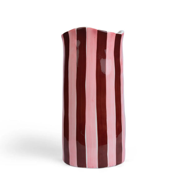 Noss Medium Vase | Burgundy & Pink Stripe by Noss & Co. Australian Art Prints, Fashion and Homewares. Green Door Decor. www.greendoordecor.com.au