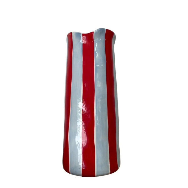 Noss Medium Vase | Cornflower Blue & Red Stripe by Noss & Co. Australian Art Prints, Fashion and Homewares. Green Door Decor. www.greendoordecor.com.au