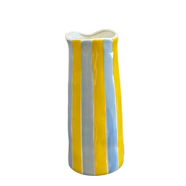 Noss Medium Vase | Cornflower Blue & Yellow Stripe by Noss & Co. Australian Art Prints, Fashion and Homewares. Green Door Decor. www.greendoordecor.com.au