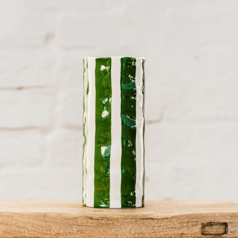 Medium Vase | Forest Green Stripe by Noss Ceramics. Australian Art Prints and Homewares. Green Door Decor. www.greendoordecor.com.au