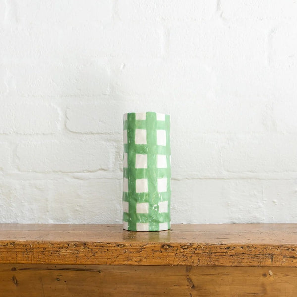 Medium Vase | Green Gingham by Noss Ceramics. Australian Art Prints and Homewares. Green Door Decor. www.greendoordecor.com.au