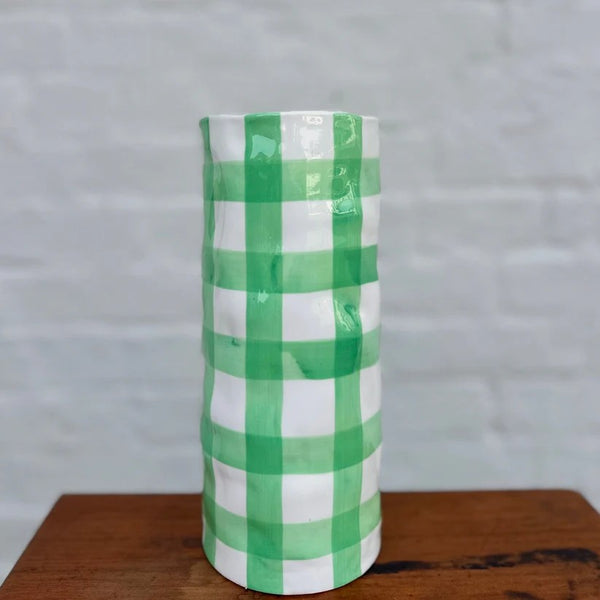 Medium Vase | Mint Green Gingham by Noss & Co. Australian Art Prints and Homewares. Green Door Decor. www.greendoordecor.com.au