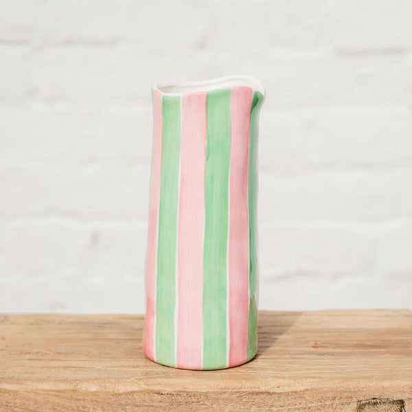 Noss Medium Vase | Pink & Green Stripe by Noss & Co. Australian Art Prints and Homewares. Green Door Decor. www.greendoordecor.com.au