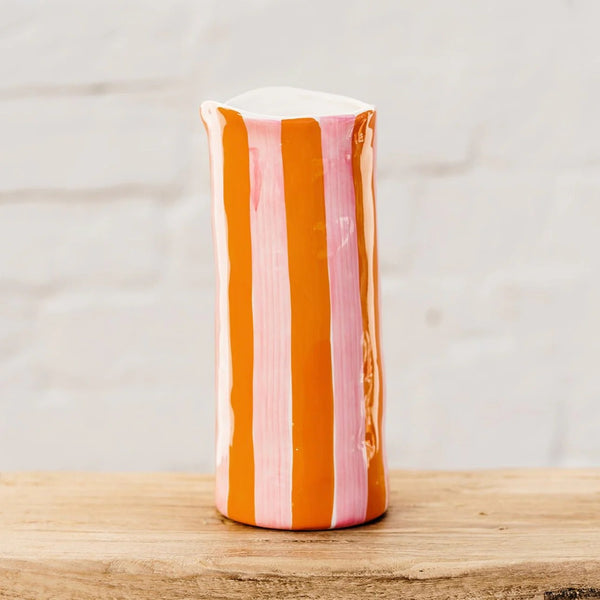 Noss Medium Vase | Pink & Orange Stripe by Noss & Co. Australian Art Prints and Homewares. Green Door Decor. www.greendoordecor.com.au