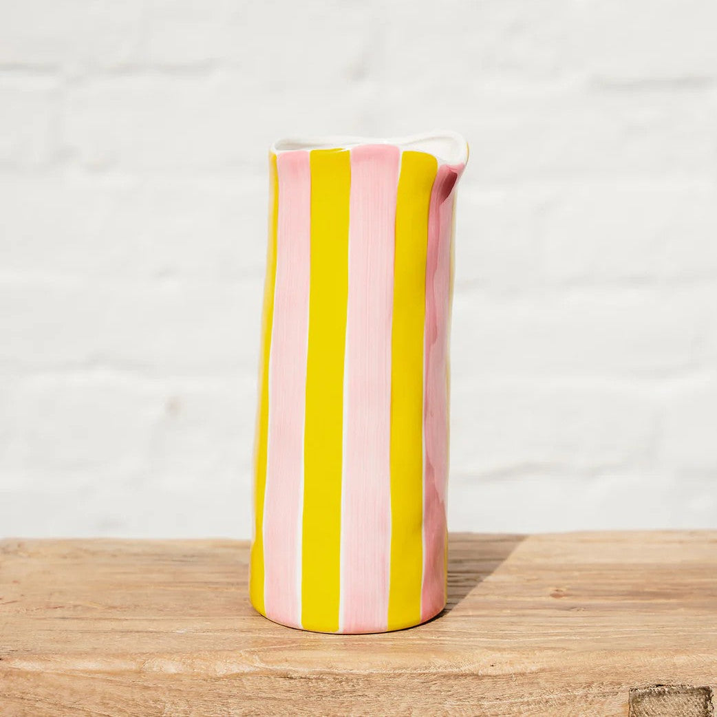 Noss Medium Vase | Pink & Yellow Stripe by Noss & Co. Australian Art Prints and Homewares. Green Door Decor. www.greendoordecor.com.au