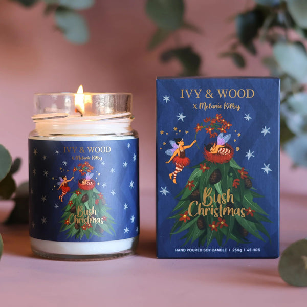 Bush Christmas | Limited Edition Christmas Candle by Ivy & Wood. Australian Art Prints, Gifts, Fashion and Homewares. Green Door Decor. www.greendoordecor.com.au