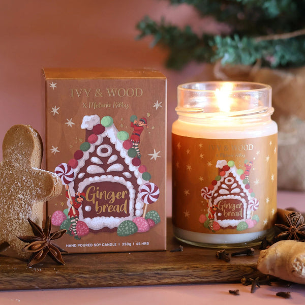 Gingerbread | Limited Edition Christmas Candle by Ivy & Wood. Australian Art Prints, Gifts, Fashion and Homewares. Green Door Decor. www.greendoordecor.com.au