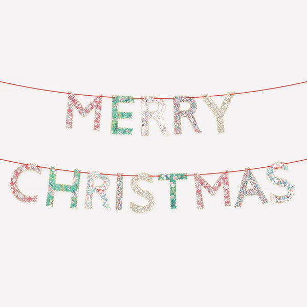Meri Meri X Liberty | Merry Christmas Garland by Meri Meri. Australian Art Prints and Homewares. Green Door Decor. www.greendoordecor.com.au