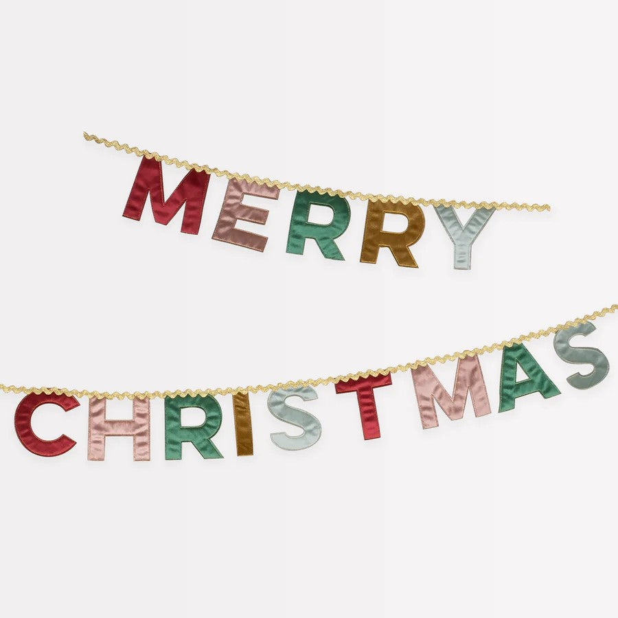 Merry Christmas Velvet Pennant Garland by Meri Meri. Australian Art Prints and Homewares. Green Door Decor. www.greendoordecor.com.au