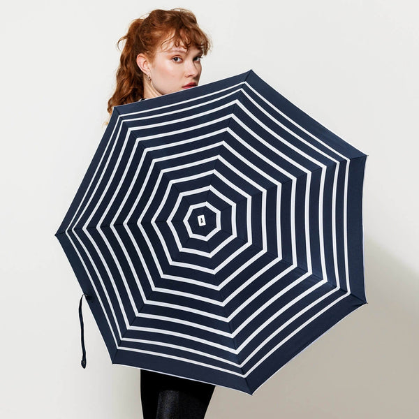 Micro Umbrella | Pablo - Striped Navy & White Stripes by French Bazaar. Australian Art Prints and Homewares. Green Door Decor. www.greendoordecor.com.au