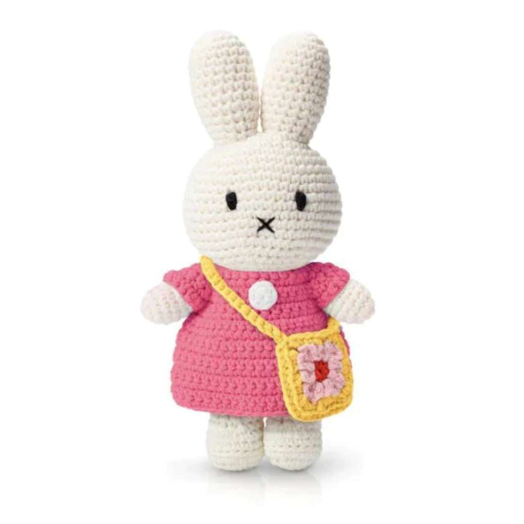 Miffy Handmade and her Pink Dress + Flower Bag. Australian Art Prints, Gifts, Fashion and Homewares. Green Door Decor. www.greendoordecor.com.au