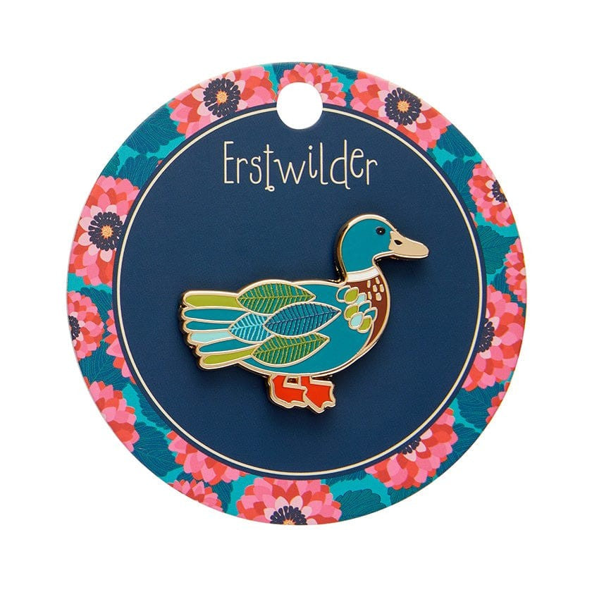 Mighty Mallard Enamel Pin | Erstwilder x Jocelyn Proust by Erstwilder. Australian Art Prints and Homewares. Green Door Decor. www.greendoordecor.com.au