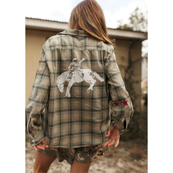 'Military Check' Boyfriend Button Up | FAR MER. by Whitney by Whitney Spicer Art. Australian Art Prints, Gifts, Fashion and Homewares. Green Door Decor. www.greendoordecor.com.au
