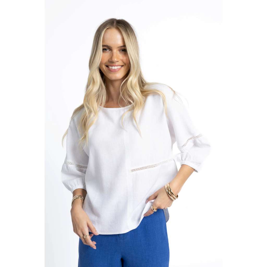 Millie Top | White by Humidity Lifestyle. Australian Art Prints and Homewares. Green Door Decor. www.greendoordecor.com.au