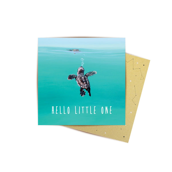 Mini Greeting Card | Baby Turtle by La La Land. Australian Art Prints and Homewares. Green Door Decor. www.greendoordecor.com.au