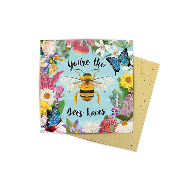 Mini Greeting Card | Enchanted Garden Bee by La La Land. Australian Art Prints and Homewares. Green Door Decor. www.greendoordecor.com.au