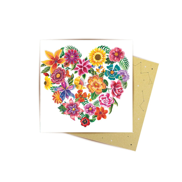 Mini Greeting Card | Flower Heart by La La Land. Australian Art Prints and Homewares. Green Door Decor. www.greendoordecor.com.au