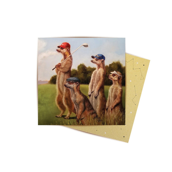 Mini Greeting Card | Golfers Afternoon by La La Land. Australian Art Prints and Homewares. Green Door Decor. www.greendoordecor.com.au