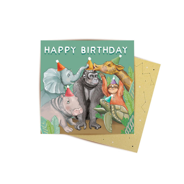 Mini Greeting Card | Jungle Birthday by La La Land. Australian Art Prints and Homewares. Green Door Decor. www.greendoordecor.com.au