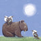 Mini Greeting Card | Nighttime Wombat by La La Land. Australian Art Prints and Homewares. Green Door Decor. www.greendoordecor.com.au