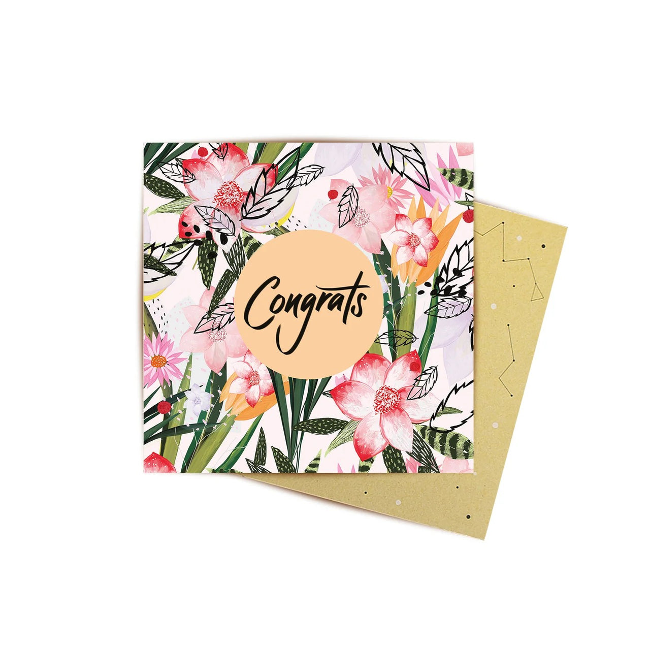 Mini Greeting Card | Congrats by La La Land. Australian Art Prints and Homewares. Green Door Decor. www.greendoordecor.com.au