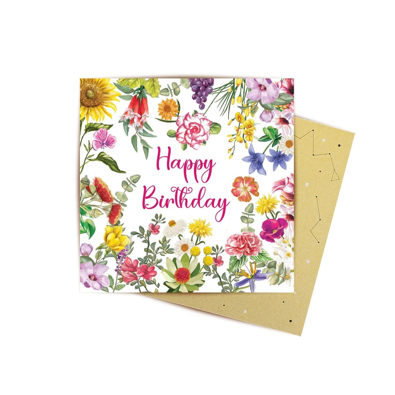 Mini Greeting Card | Floral Happy Birthday by La La Land. Australian Art Prints and Homewares. Green Door Decor. www.greendoordecor.com.au