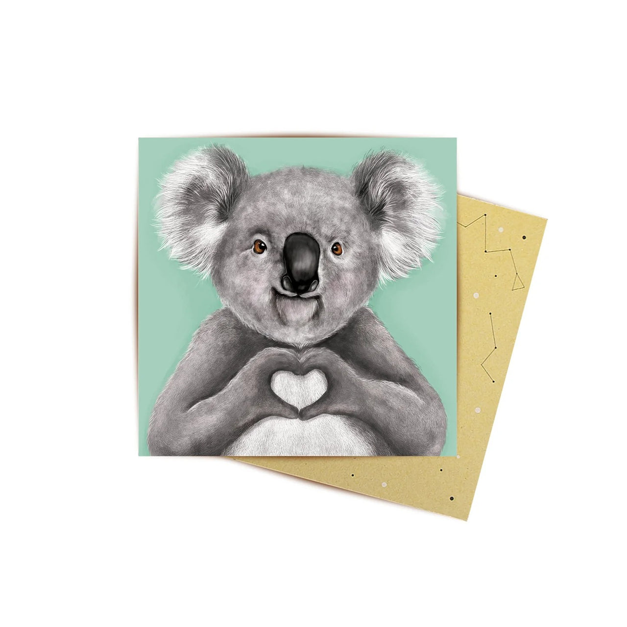 Mini Greeting Card | Heart Koala by La La Land. Australian Art Prints and Homewares. Green Door Decor. www.greendoordecor.com.au