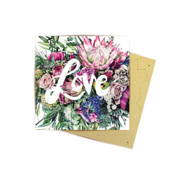 Mini Greeting Card | Love Bouquet by La La Land. Australian Art Prints and Homewares. Green Door Decor. www.greendoordecor.com.au