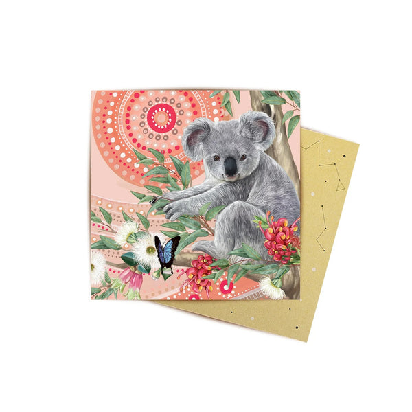 Mini Greeting Card | Sacred Country Vol.2 Koala by La La Land. Australian Art Prints, Gifts, Fashion and Homewares. Green Door Decor. www.greendoordecor.com.au