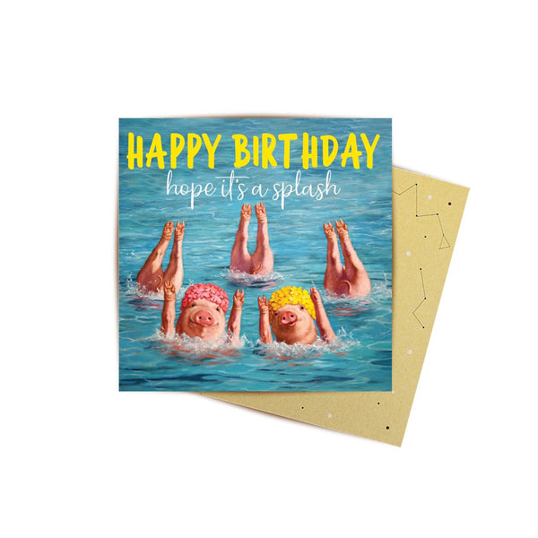 Mini Greeting Card | Synchronized Swimmers by La La Land. Australian Art Prints, Gifts, Fashion and Homewares. Green Door Decor. www.greendoordecor.com.au