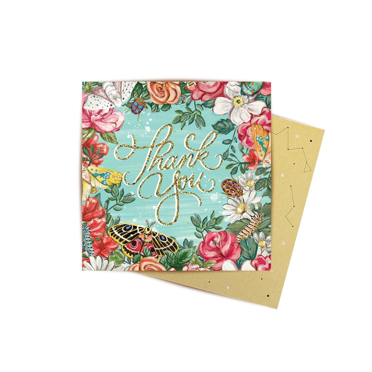 Mini Greeting Card | Thank You Bugs N Roses by La La Land. Australian Art Prints and Homewares. Green Door Decor. www.greendoordecor.com.au