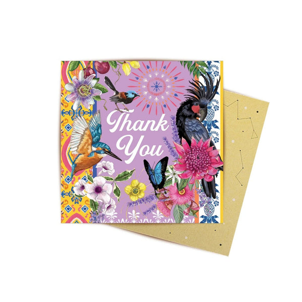 Mini Greeting Card | Tropicana Thank You by La La Land. Australian Art Prints and Homewares. Green Door Decor. www.greendoordecor.com.au