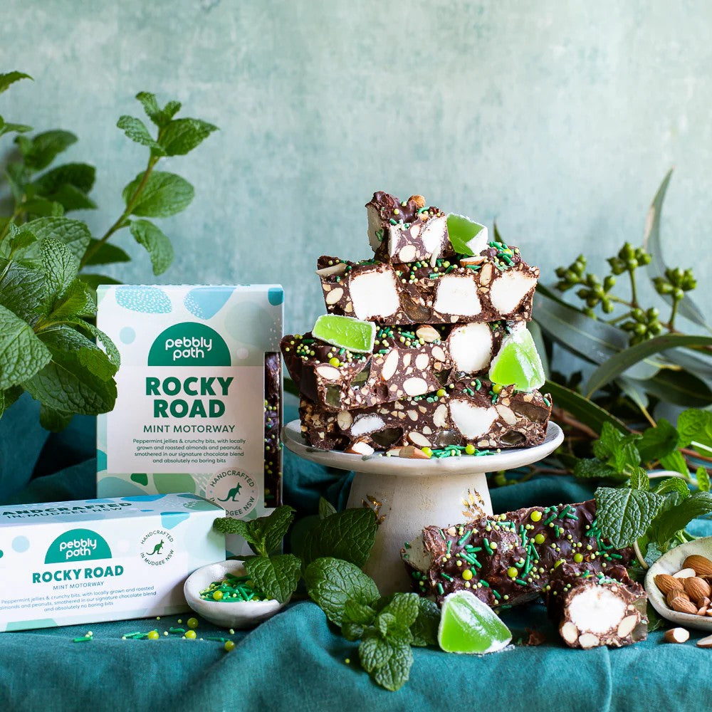 200g Rocky Road | Mint Motorway by Pebbly Path. Australian Art Prints and Homewares. Green Door Decor. www.greendoordecor.com.au