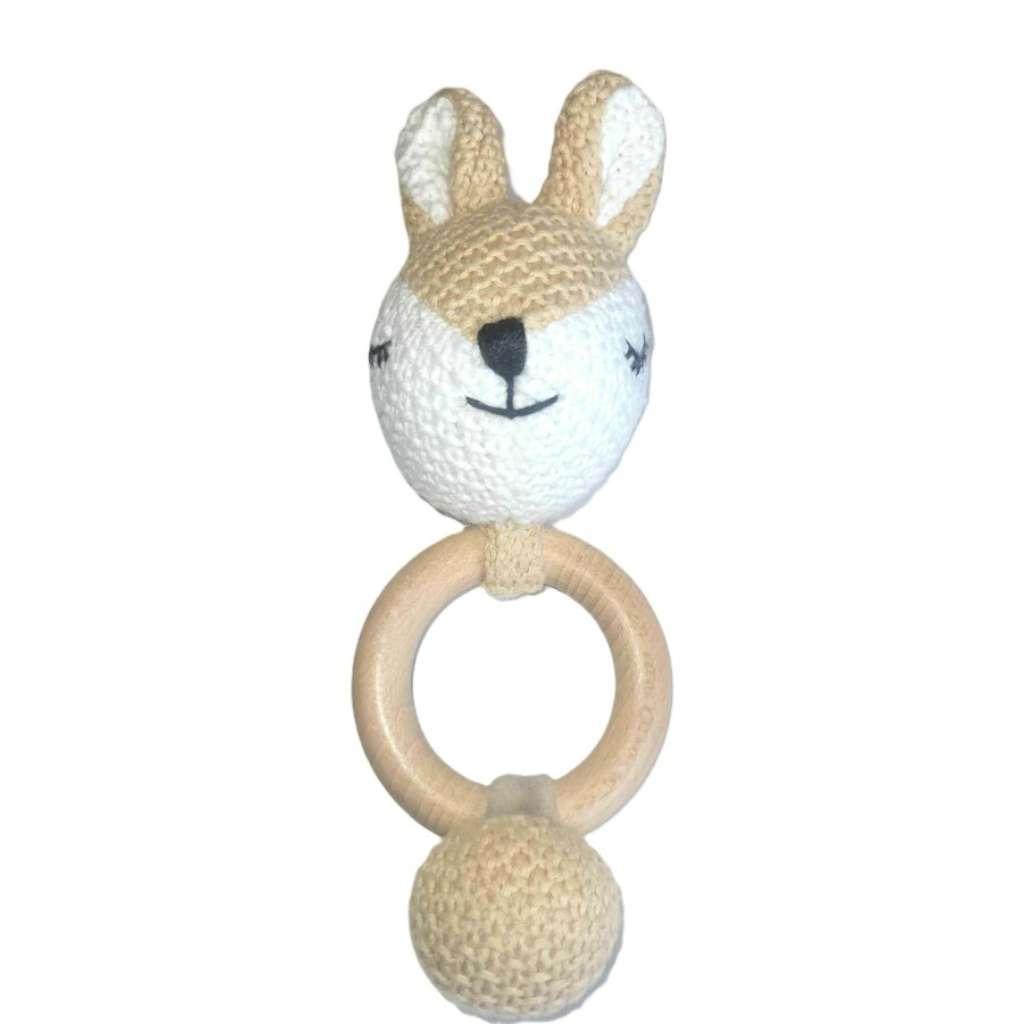 'Miss Deer' Knit Teether by Lily & George. Australian Art Prints and Homewares. Green Door Decor. www.greendoordecor.com.au