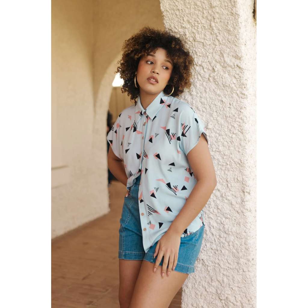 Mix Tape Capped Sleeve Shirt by Frock Me Out. Australian Art Prints and Homewares. Green Door Decor. www.greendoordecor.com.au