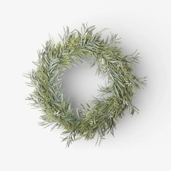 Mixed Silver Green Wreath | 50cm by French Country Collections. Australian Art Prints, Gifts, Fashion and Homewares. Green Door Decor. www.greendoordecor.com.au