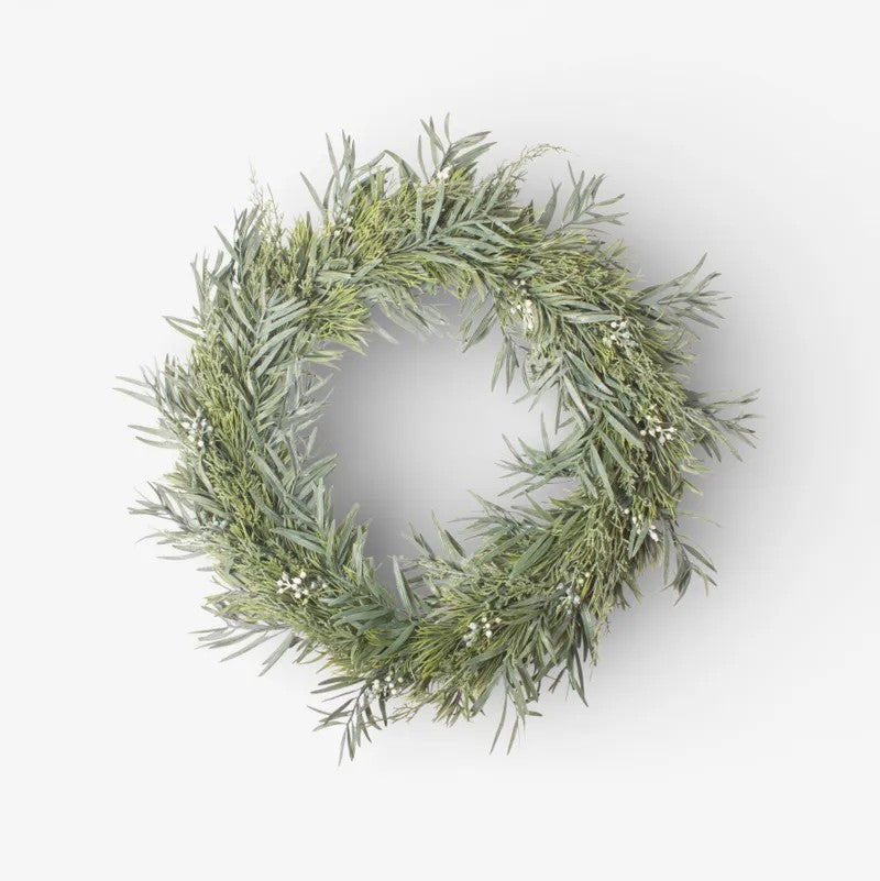Mixed Silver Green Wreath | 50cm by French Country Collections. Australian Art Prints, Gifts, Fashion and Homewares. Green Door Decor. www.greendoordecor.com.au