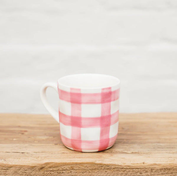 Noss Ceramic Mug | Pink Gingham by Noss & Co. Australian Art Prints and Homewares. Green Door Decor. www.greendoordecor.com.au
