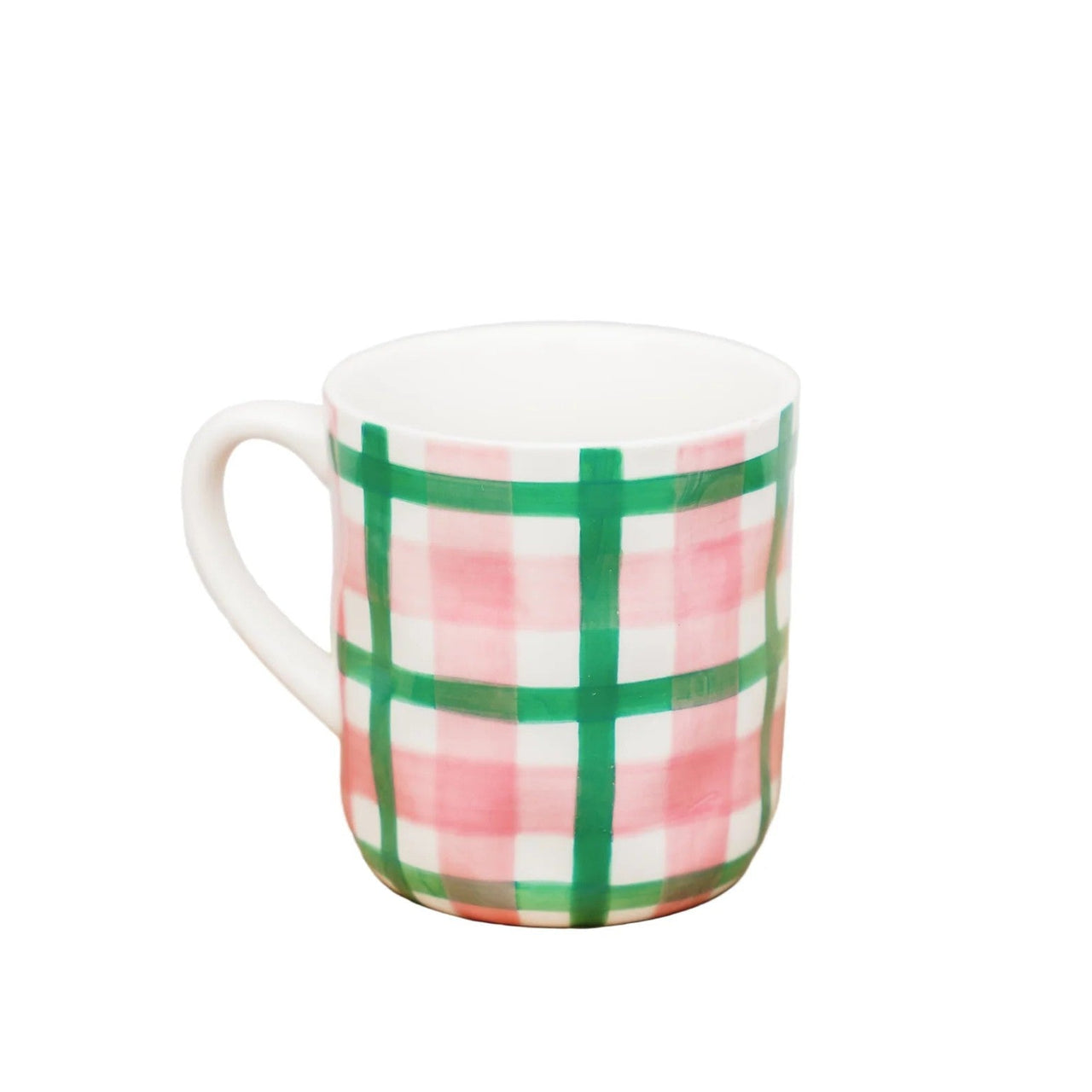 Noss Ceramic Mug | Pink & Green Gingham by Noss & Co. Australian Art Prints and Homewares. Green Door Decor. www.greendoordecor.com.au