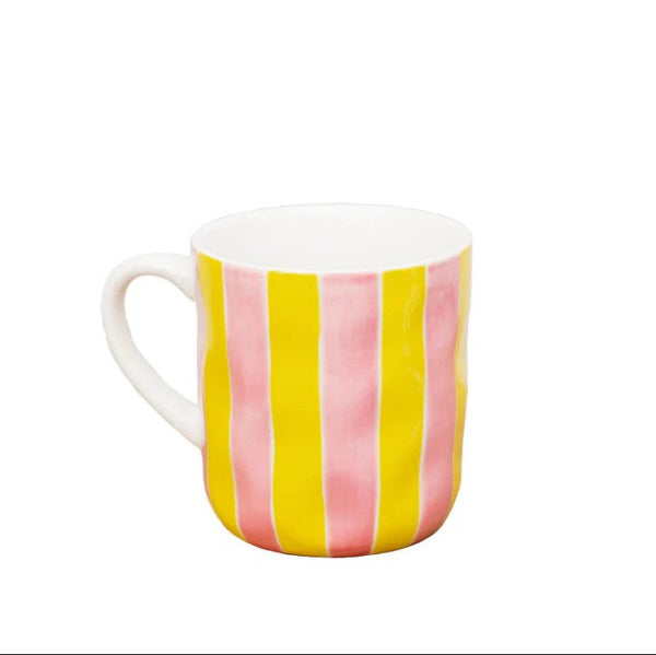 Noss Ceramic Mug | Pink & Yellow Stripe by Noss & Co. Australian Art Prints and Homewares. Green Door Decor. www.greendoordecor.com.au