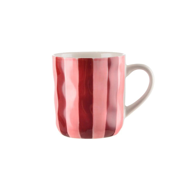 Noss Ceramic Mug | Pink & Burgundy Stripe by Noss & Co. Australian Art Prints, Fashion and Homewares. Green Door Decor. www.greendoordecor.com.au
