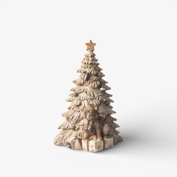 Christmas Tree with Dog - Natural | Christmas Ornament by French Country Collections. Australian Art Prints, Gifts, Fashion and Homewares. Green Door Decor. www.greendoordecor.com.au