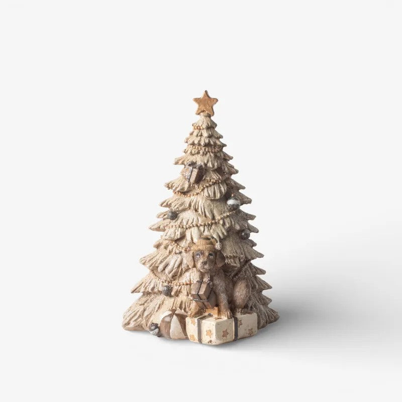 Christmas Tree with Dog - Natural | Christmas Ornament by French Country Collections. Australian Art Prints, Gifts, Fashion and Homewares. Green Door Decor. www.greendoordecor.com.au
